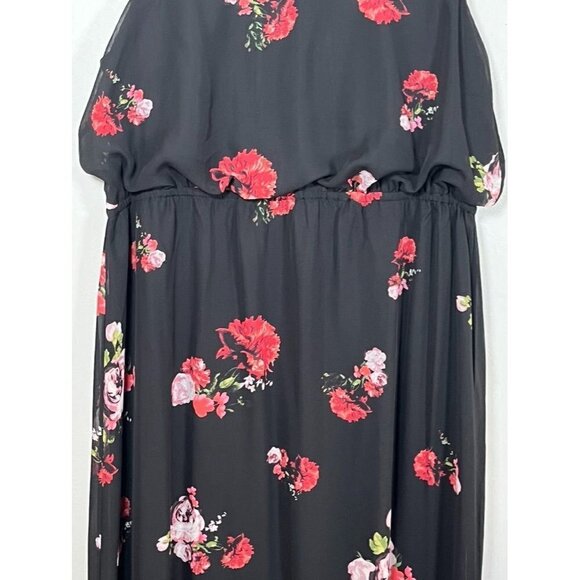 Chicos Dress 2X Black Floral Maxi Tropical Feminine Tiered Retro Whimsical 80s - Picture 5 of 16